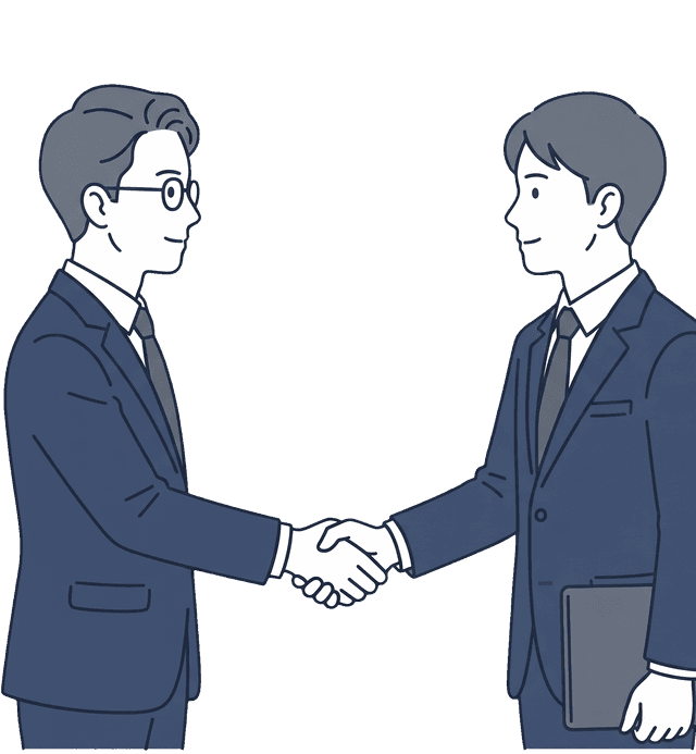 士業の先生とお客様が握手を交わしているイラスト