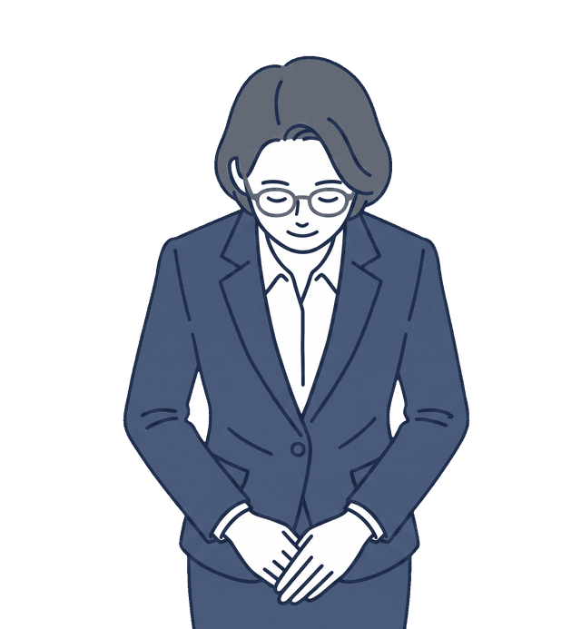 女性の士業の先生が丁寧にお辞儀をしているイラスト