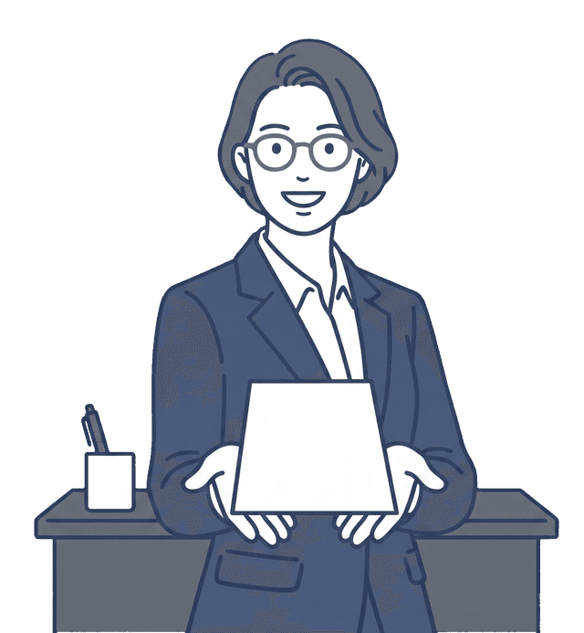 女性の士業の先生が問題を解決して明るい表情をしているイラスト