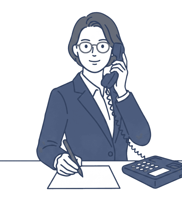 女性の士業の先生が電話で相談に対応しているイラスト