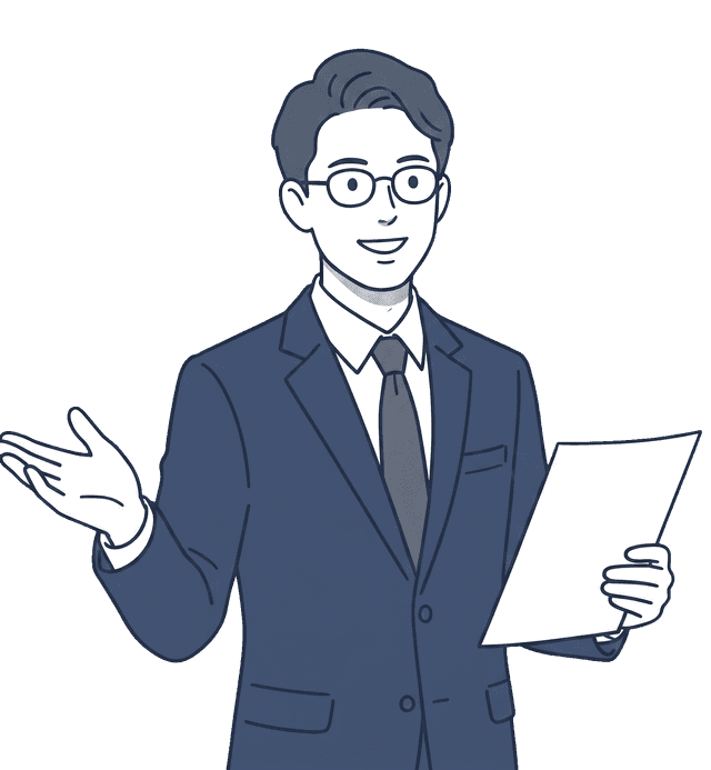 士業の先生が来客を笑顔で事務所内へ案内しているイラスト